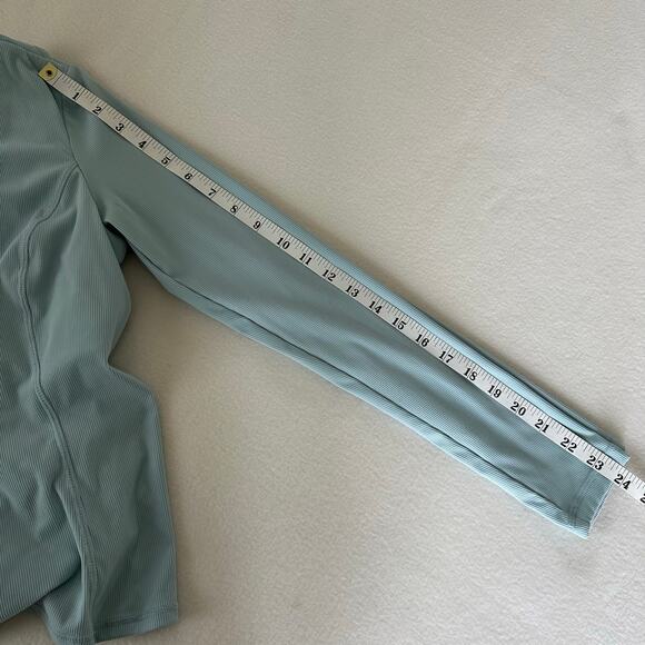 Sweaty Betty Blue Super Soft Rib Yoga Long Sleeve Top Criss Cross Back Size US 6 - Picture 7 of 9